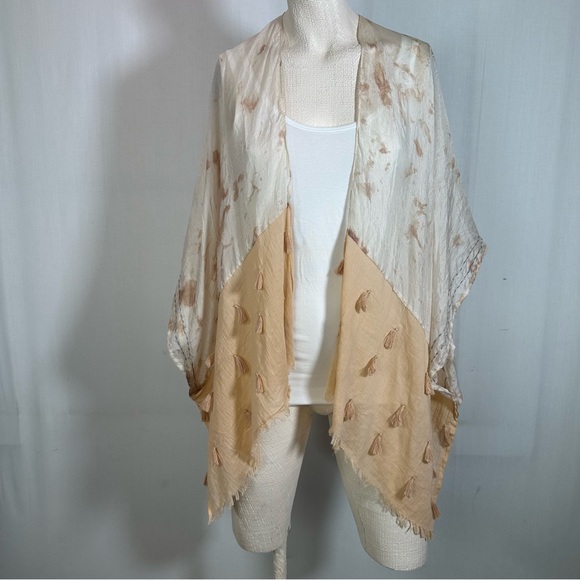 Elizabeth Gillett 🌻 Bohemian Tassel Silk Blend Kimono Cardigan - Picture 1 of 6
